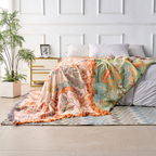 Coperta bohemien con motivo floreale adatta per pelli sensibili