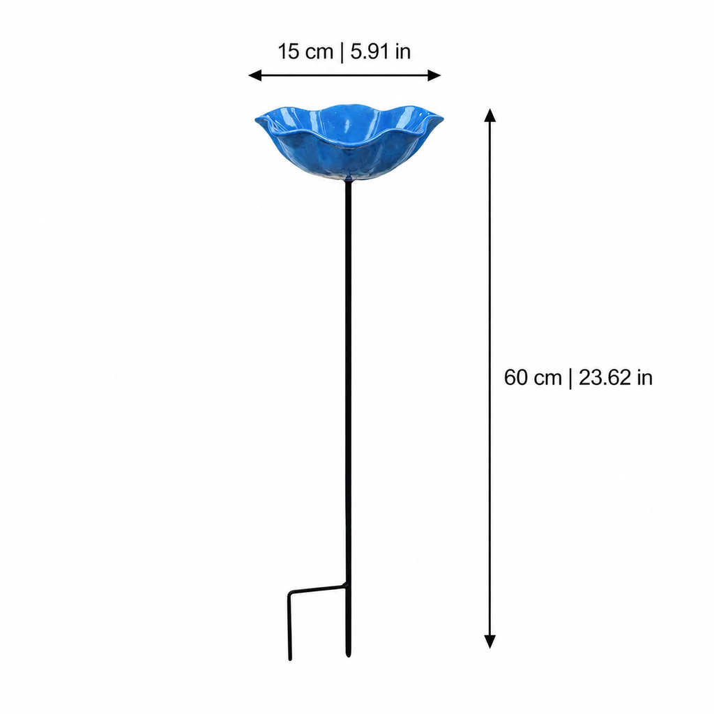 Bird Bath with Metal Ground Stake and Flower-Shaped Bowl for Garden Decor - Image 2
