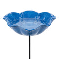 Bird Bath with Metal Ground Stake and Flower-Shaped Bowl for Garden Decor - Image 3