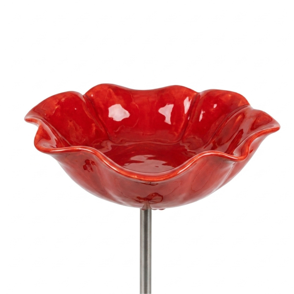 Bird Bath with Metal Ground Stake and Flower-Shaped Bowl for Garden Decor - Image 5