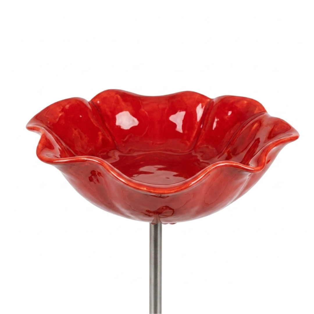 Bird Bath with Metal Ground Stake and Flower-Shaped Bowl for Garden Decor - Image 5