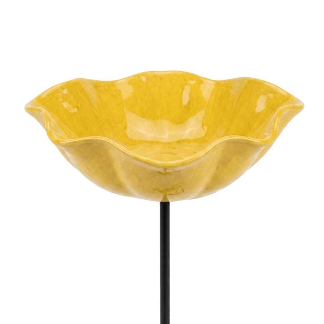 Bird Bath with Metal Ground Stake and Flower-Shaped Bowl for Garden Decor - Image 6