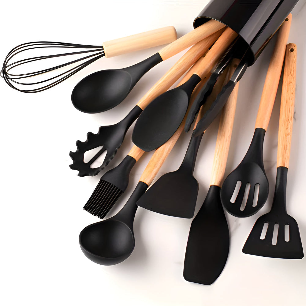 Ustensiles de cuisine en silicone sans BPA – lot de 12 pièces