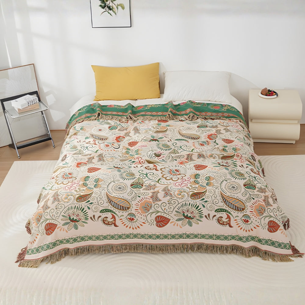 Coperta boho autunnale elegante e accogliente reversibile
