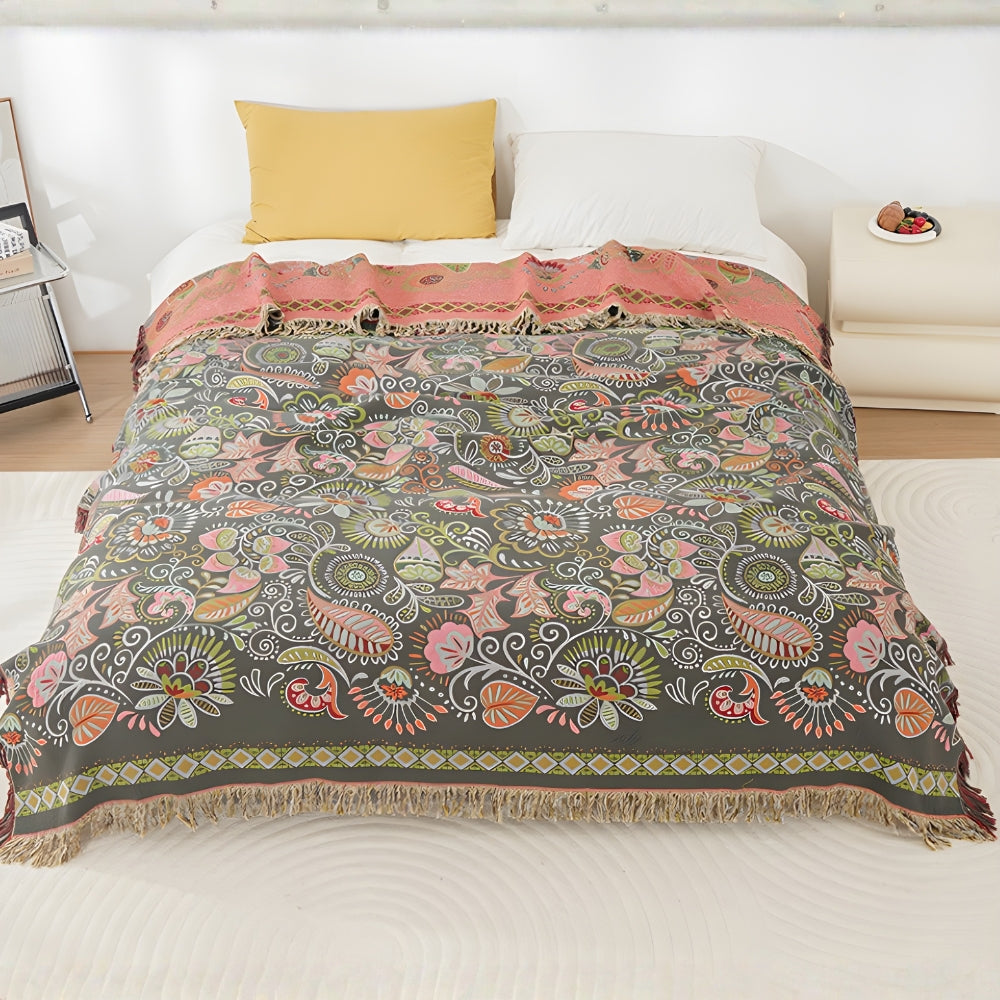 Coperta boho autunnale elegante e accogliente reversibile