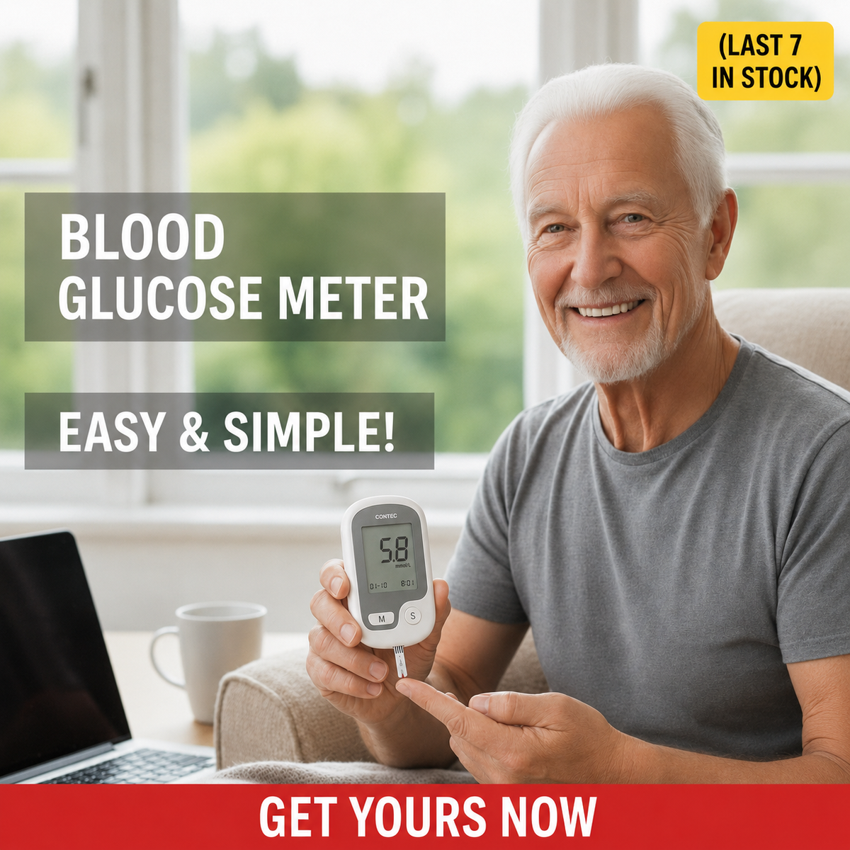 Blood Sugar Monitor with Fingertip Glucose Testing and Large Lcd Digital Display - Image 5