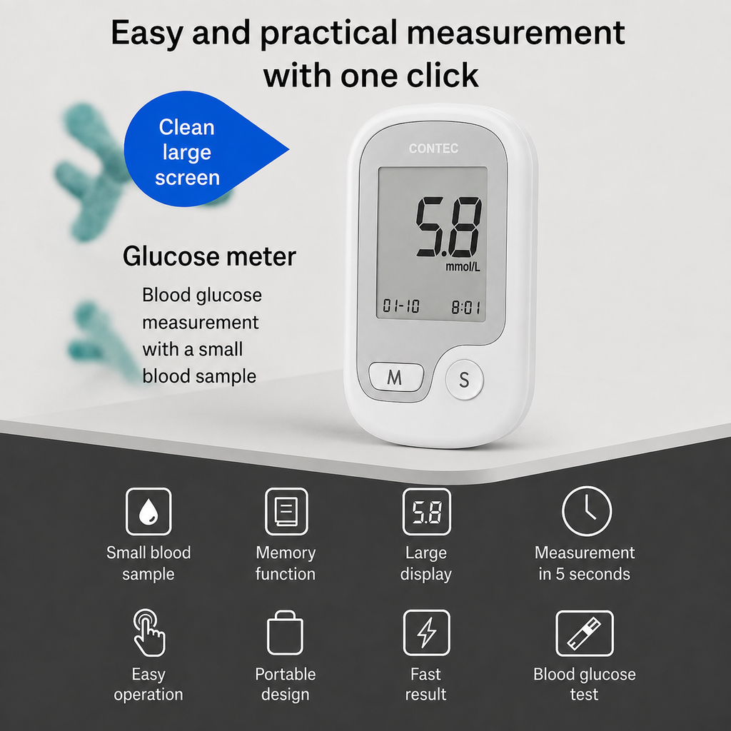 Blood Sugar Monitor with Fingertip Glucose Testing and Large Lcd Digital Display - Image 8