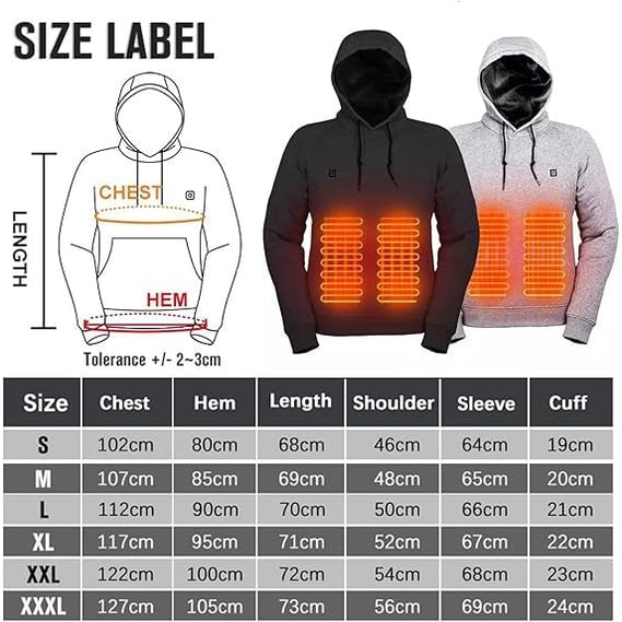Bluza z Kapturem Podgrzewana Elektrycznie USB Regulacją Temperatury i Kieszeniami Kominiarką - Image 11