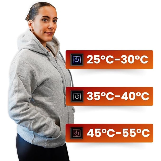 Bluza z Kapturem Podgrzewana Elektrycznie USB Regulacją Temperatury i Kieszeniami Kominiarką - Image 3
