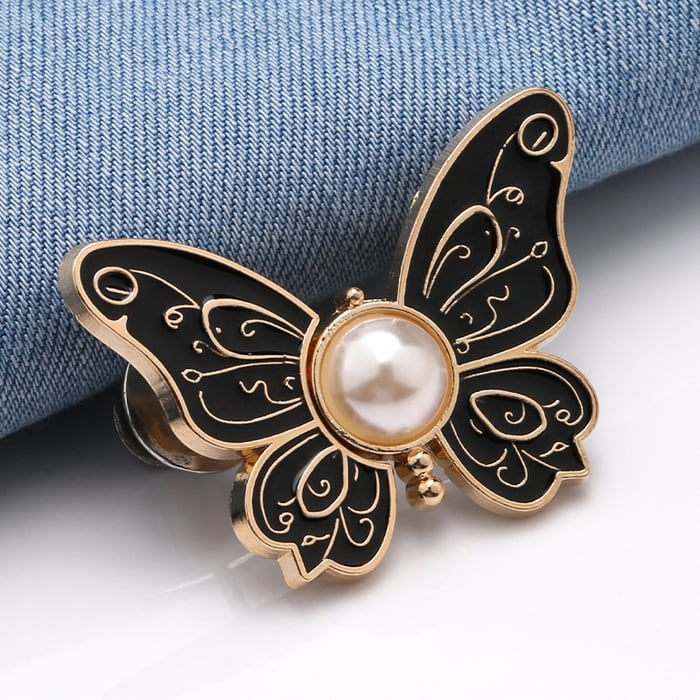 Butterfly Waist Tightener Clip with Faux Pearl and Adjustable Pin Back - Image 1