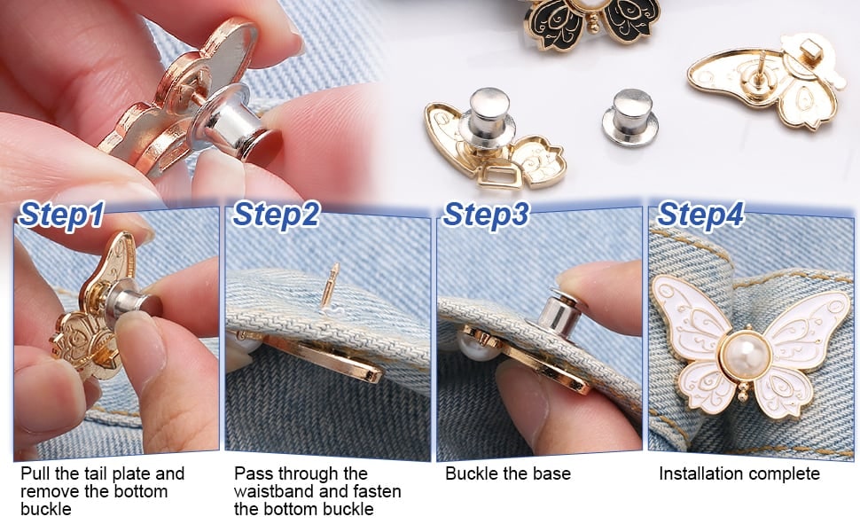 Butterfly Waist Tightener Clip with Faux Pearl and Adjustable Pin Back - Image 10