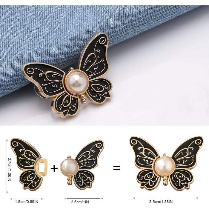 Butterfly Waist Tightener Clip with Faux Pearl and Adjustable Pin Back - Image 16