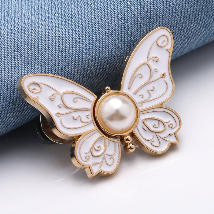 Butterfly Waist Tightener Clip with Faux Pearl and Adjustable Pin Back - Image 2