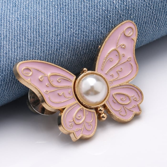 Butterfly Waist Tightener Clip with Faux Pearl and Adjustable Pin Back - Image 3