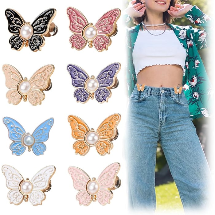 Butterfly Waist Tightener Clip with Faux Pearl and Adjustable Pin Back - Image 8