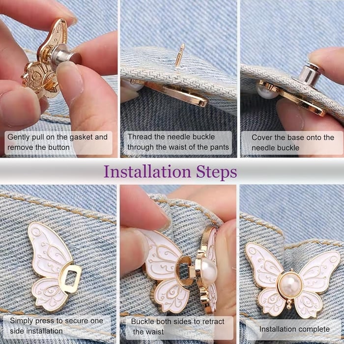 Butterfly Waist Tightener Clip with Faux Pearl and Adjustable Pin Back - Image 9