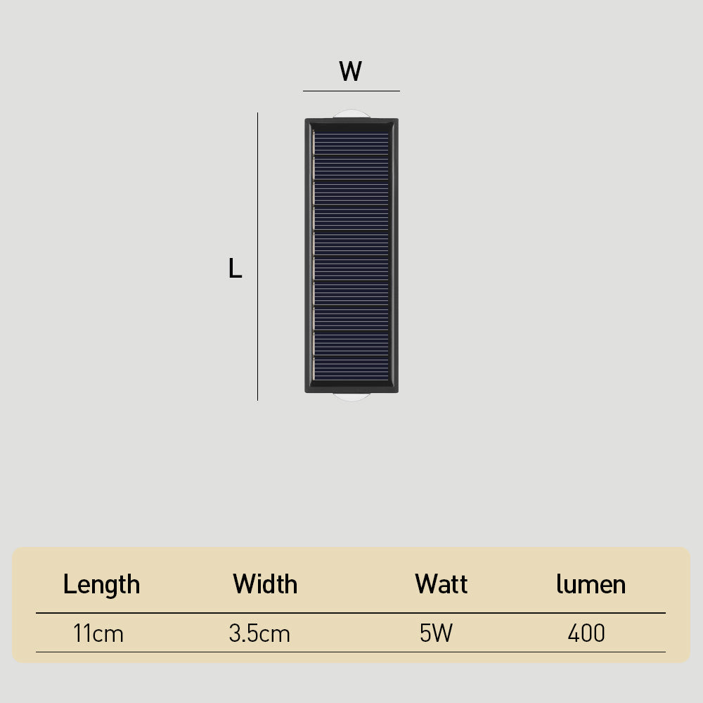 Lampe murale extérieure moderne avec éclairage solaire vers le haut et vers le bas