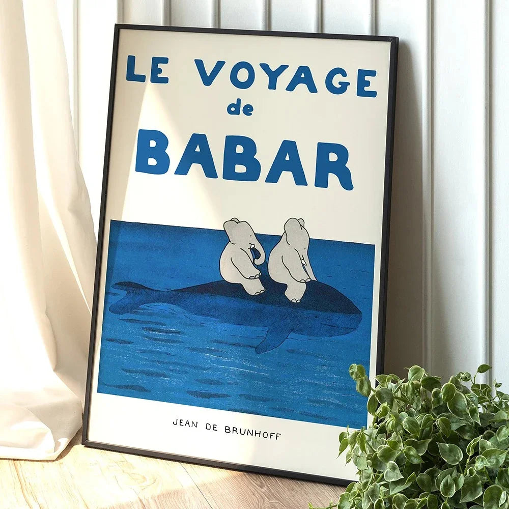 Carina immagine vintage Babar da parete di Jean de Brunhoff - decorazione artistica colorata