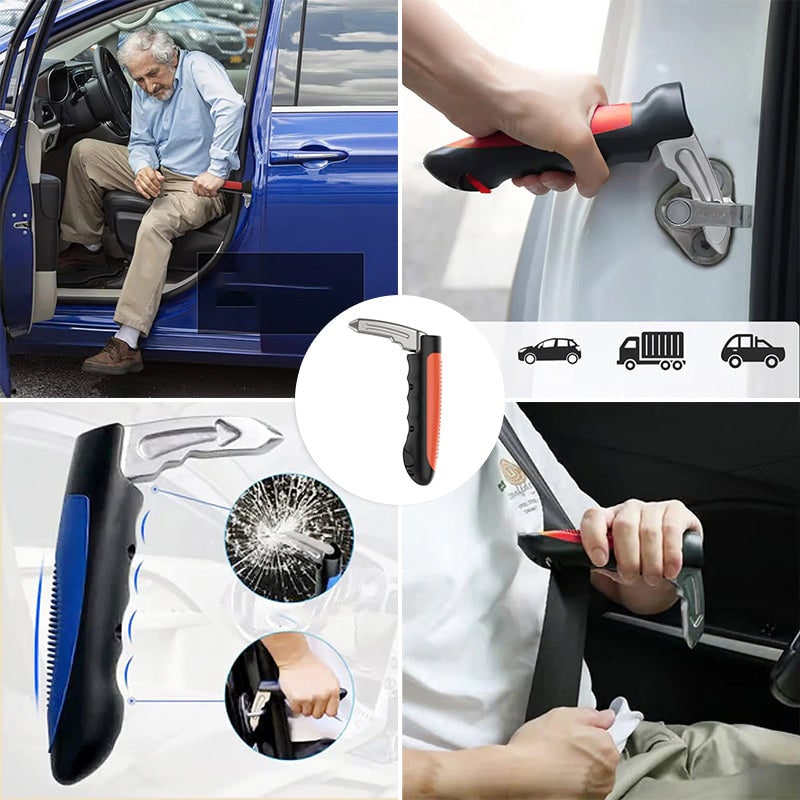 Car Assist Handle with Window Breaker and Seat Belt Cutter - Image 1