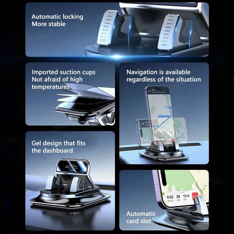 Car Phone Holder with 360 Degree Rotation Dashboard Mount and Anti Slip Gel Base - Image 4