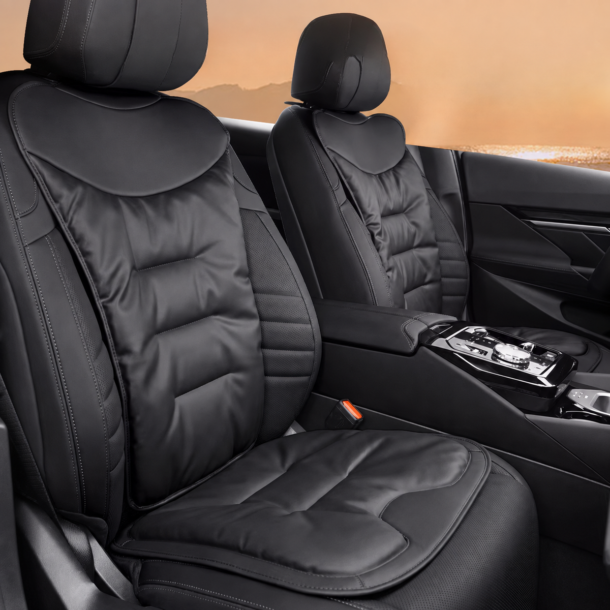 Car Seat Cushion with Lumbar Support and Ergonomic Padded Faux Leather Back - Image 2