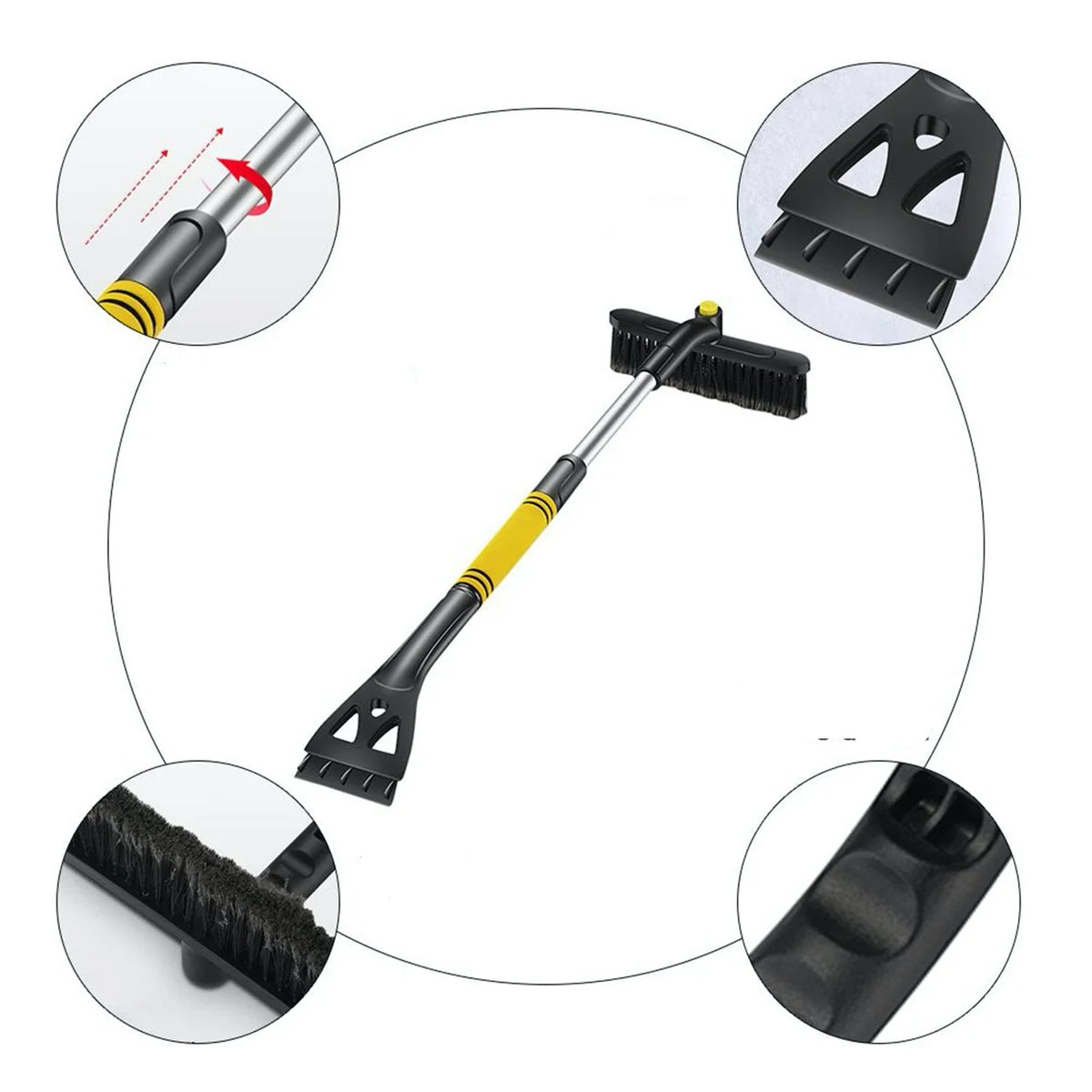 Car Snow Brush with Ice Scraper and Rotating Head Extendable Telescopic Pole - Image 6