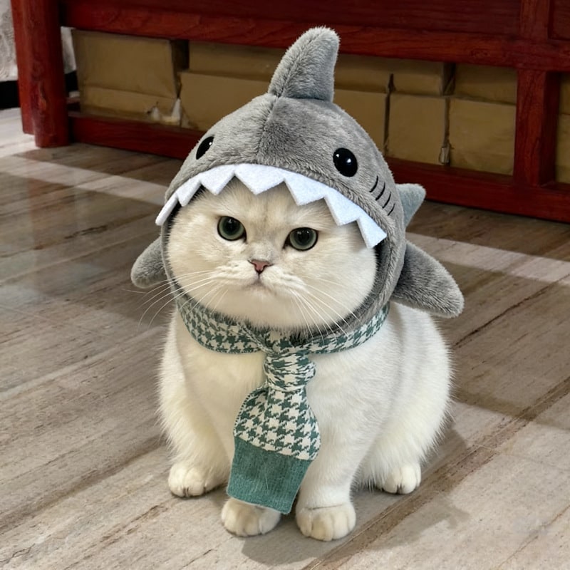 Cat Hat for Shark Plush Costume with Adjustable Chin Strap - Image 5