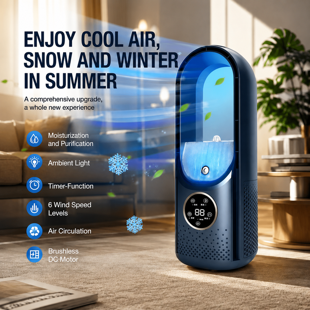 Ventilateur tour compact sans pales avec débit d'air réglable