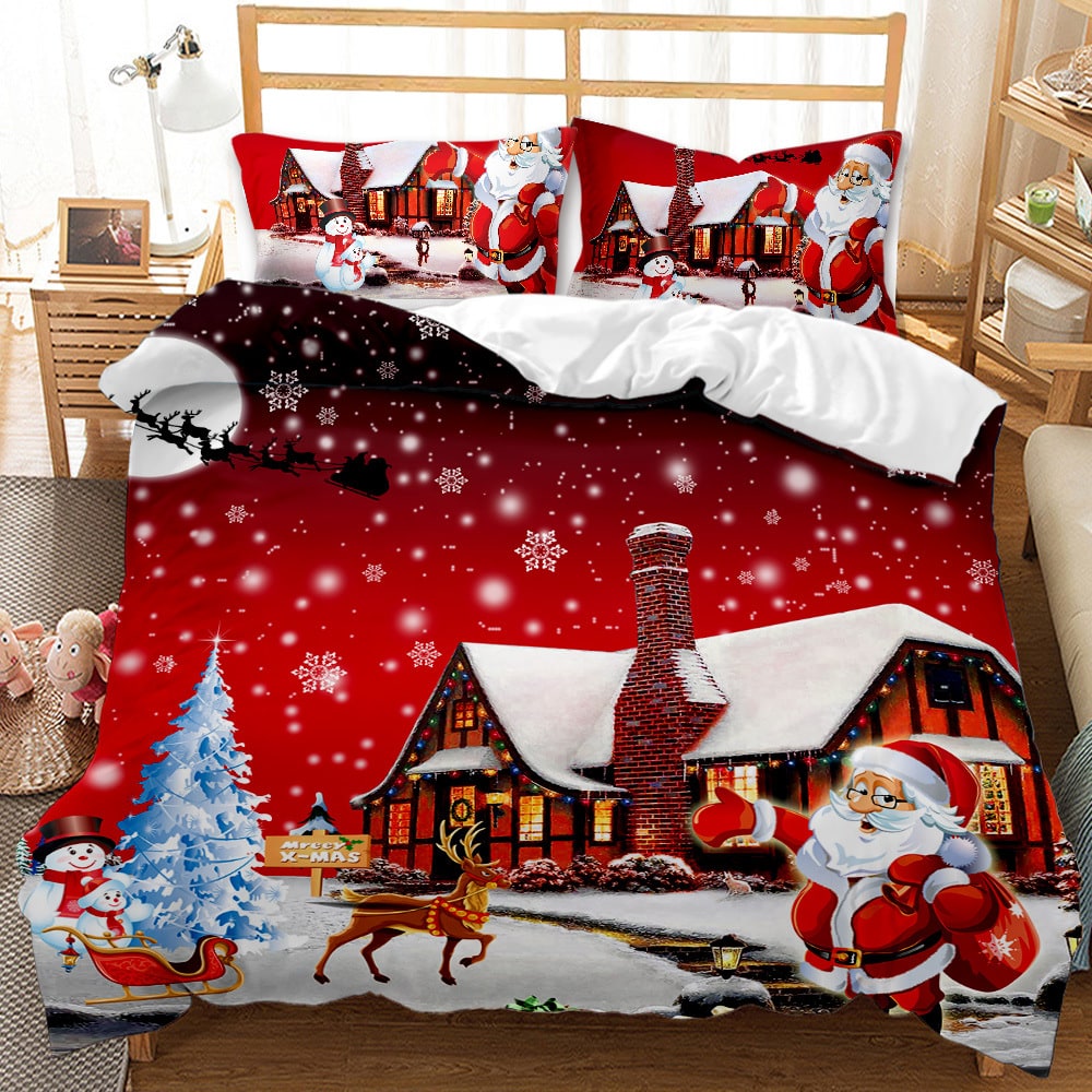 Christmas Bedding Set with Duvet Cover and Pillowcases Digital Print Design - Image 10