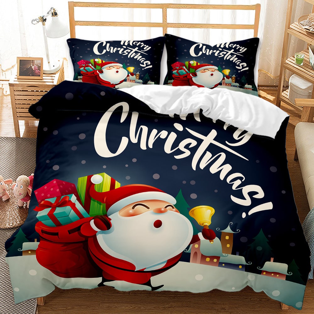 Christmas Bedding Set with Duvet Cover and Pillowcases Digital Print Design - Image 3