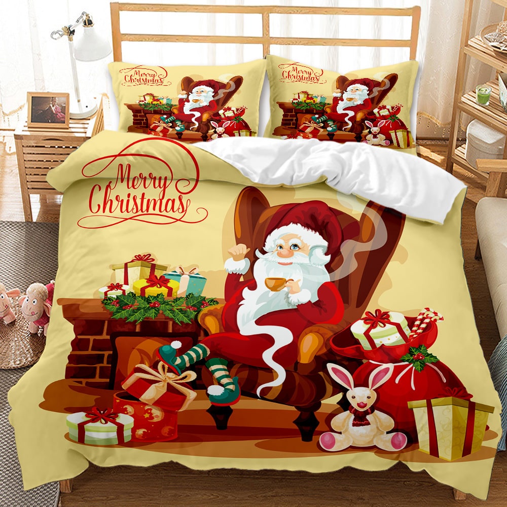 Christmas Bedding Set with Duvet Cover and Pillowcases Digital Print Design - Image 4