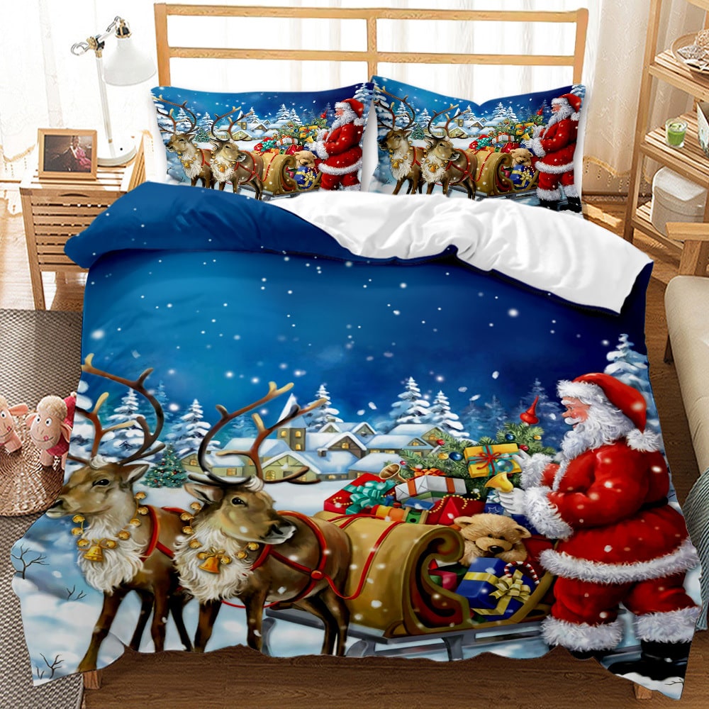 Christmas Bedding Set with Duvet Cover and Pillowcases Digital Print Design - Image 7