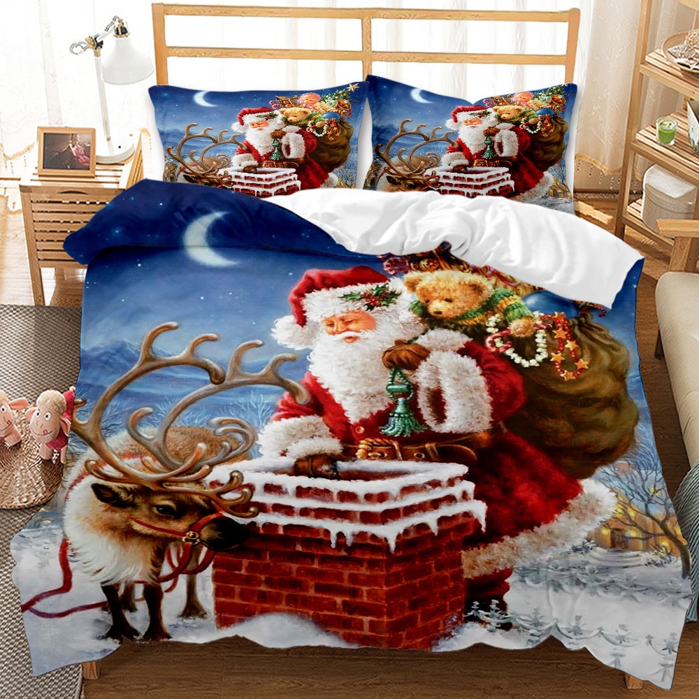 Christmas Bedding Set with Duvet Cover and Pillowcases Digital Print Design - Image 8