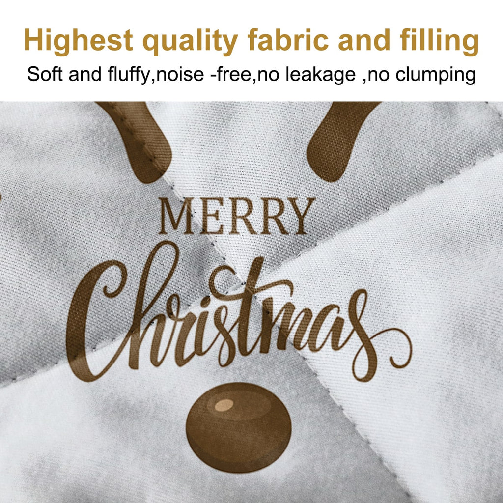 Christmas Bedding Set with Reindeer Quilt and 2 Pillow Shams Microfiber Diamond Quilted - Image 5