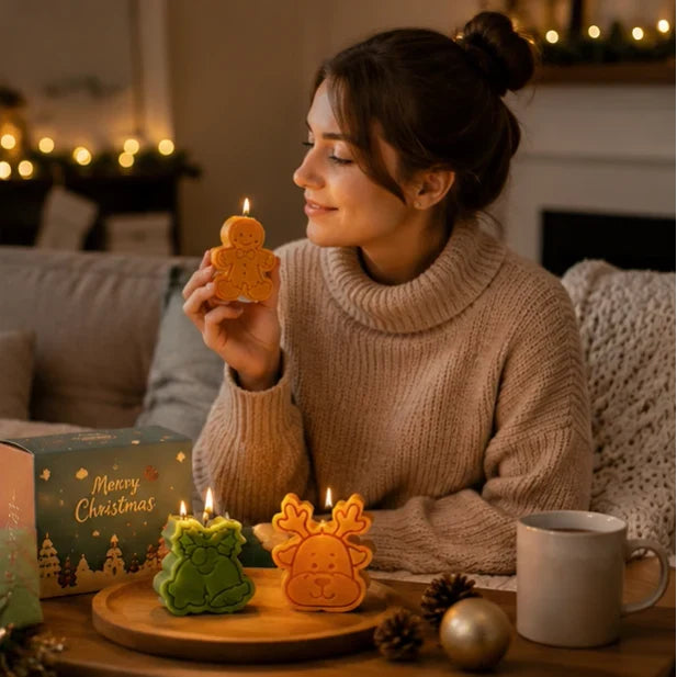 Christmas Candle for Home with Decorative Shaped Designs Set of 4 Festive Scented in Gift Box - Image 12