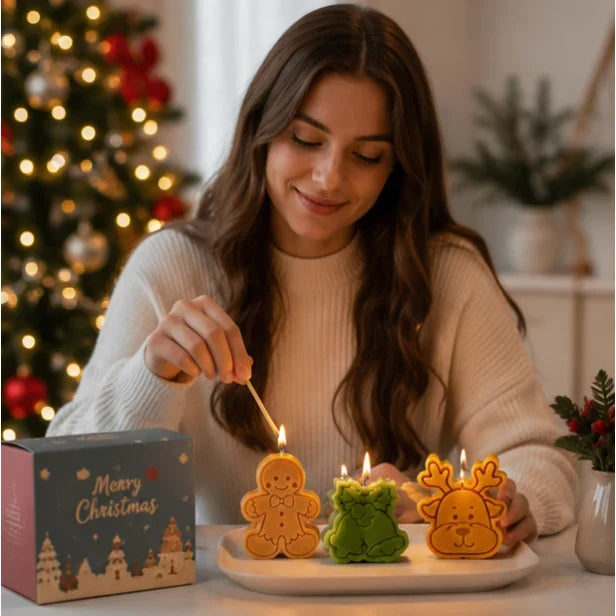 Christmas Candle for Home with Decorative Shaped Designs Set of 4 Festive Scented in Gift Box - Image 13