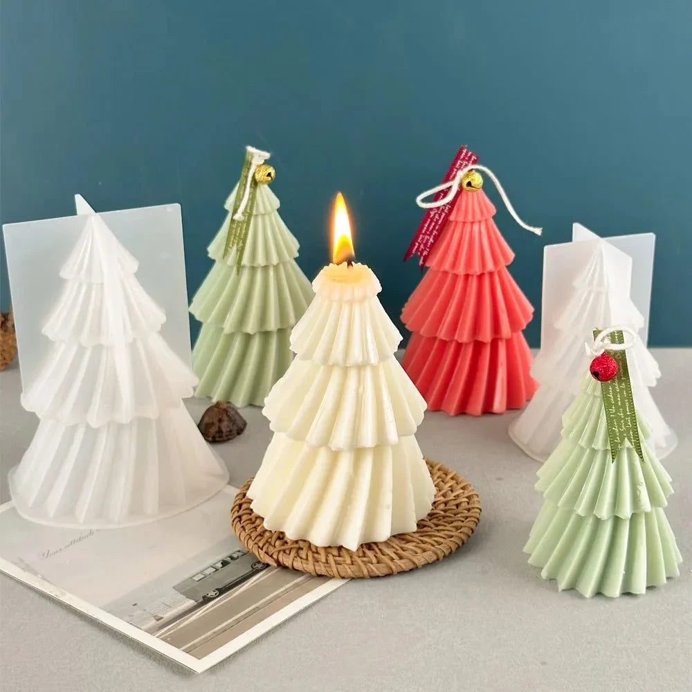 Christmas Candle Mold 3D Silicone Tree with Flexible Design for Soap Making - Image 1