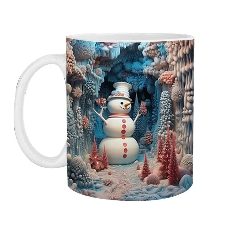 Christmas Coffee Mug with 3D Illusion Snowman Design Ceramic White 8 Oz - Image 6