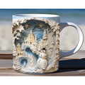 Christmas Coffee Mug with 3D Illusion Snowman Design Ceramic White 8 Oz - Image 7