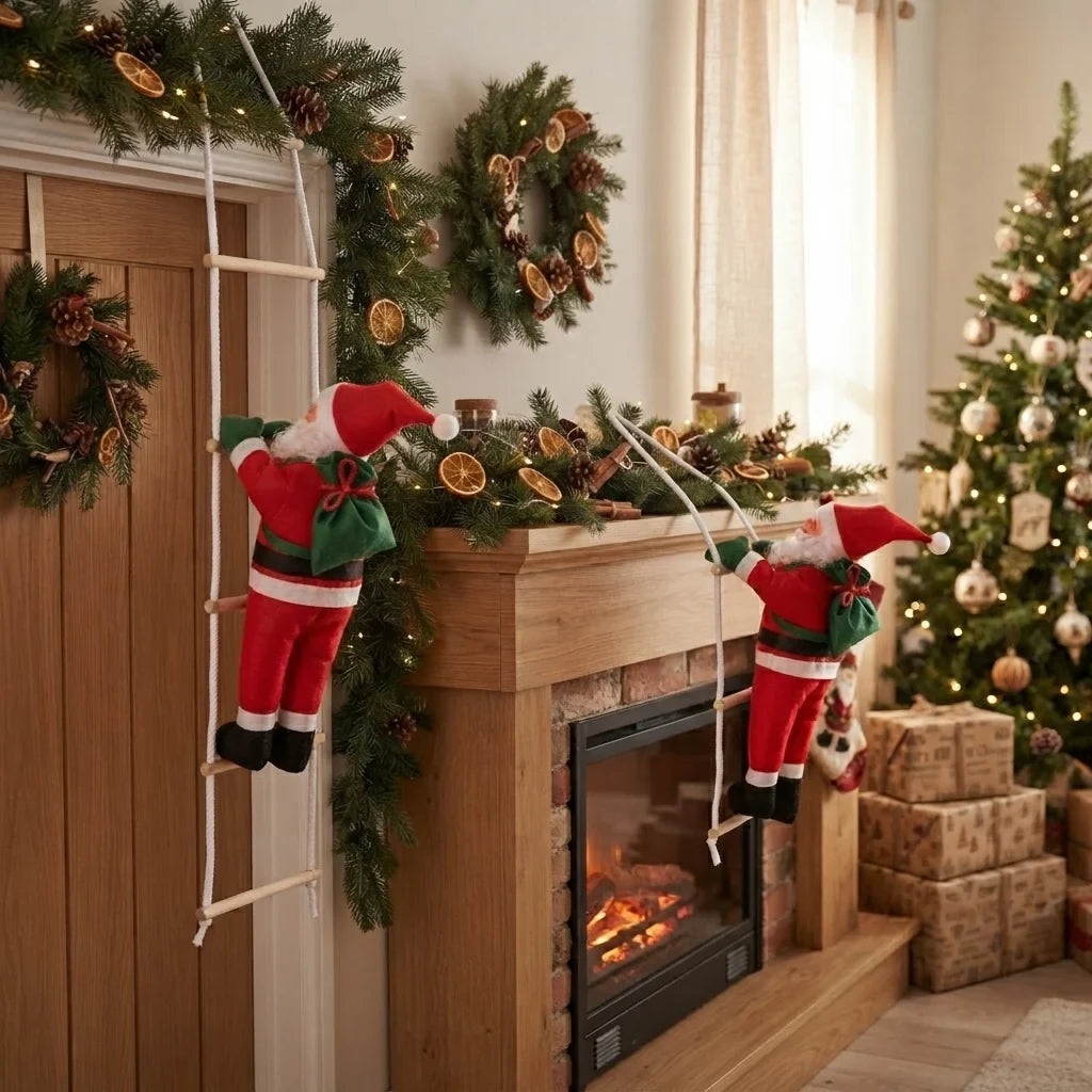 Christmas Decoration Climbing Santa with Rope Ladder and Fabric Suit for Indoor Holiday Decor - Image 6