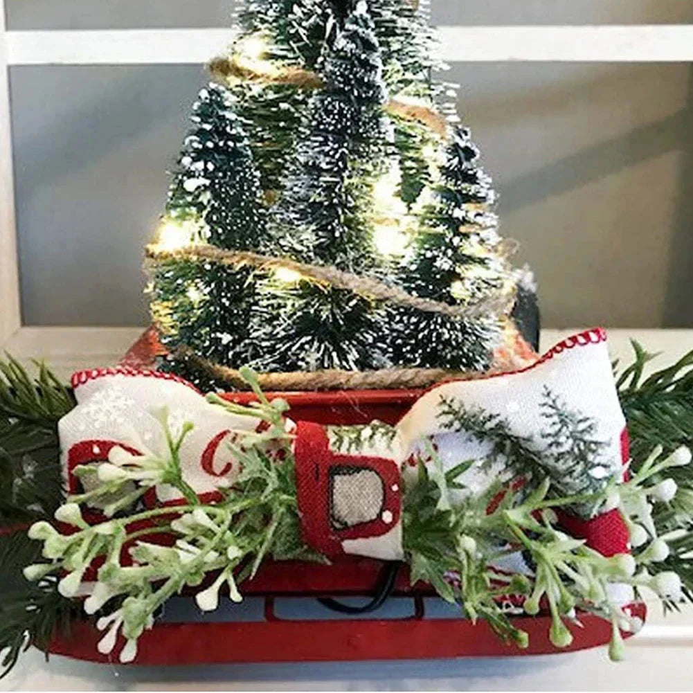 Christmas Decoration Red Truck with Bottle Brush Trees and LED Lights - Image 6