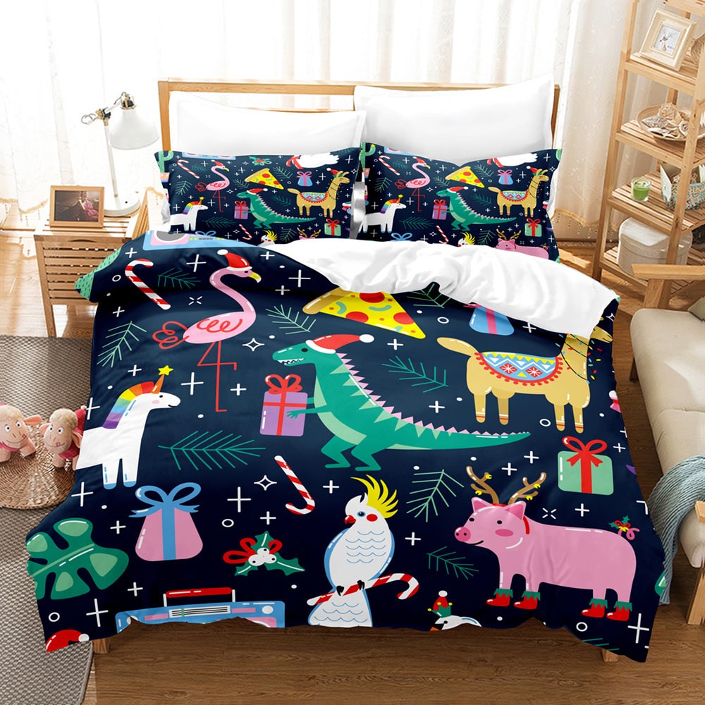 Christmas Digital Printed Duvet Cover Set with Pillowcases and Festive Holiday Bedding - Image 1