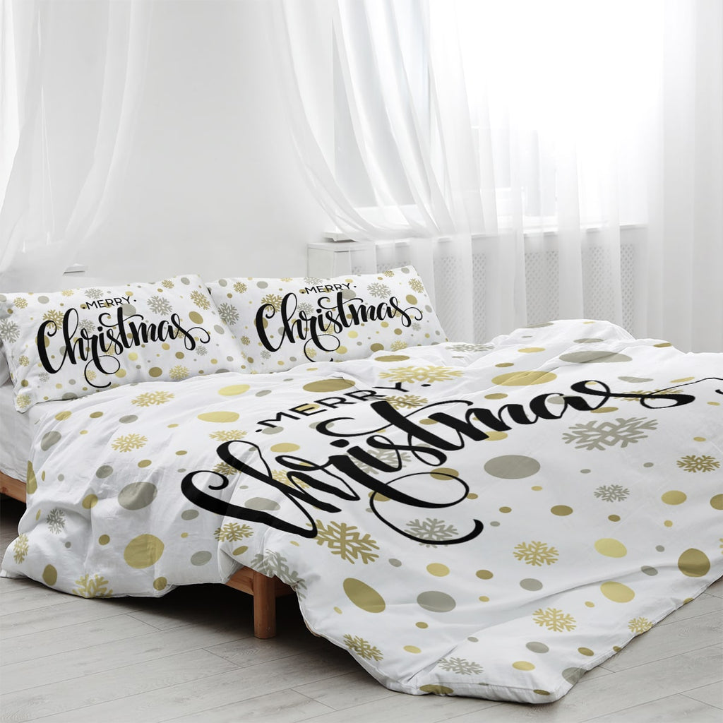 Christmas Duvet Cover Set with Pillowcases White Microfiber Bedding - Image 1