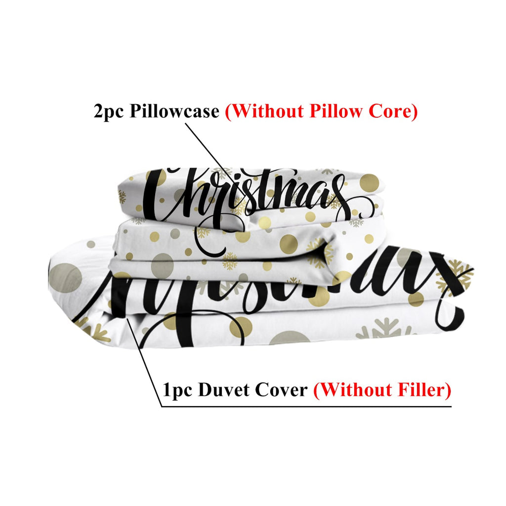 Christmas Duvet Cover Set with Pillowcases White Microfiber Bedding - Image 6