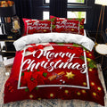 Christmas Duvet Cover Set with Poinsettia and String Lights Print Three-Piece Holiday Bedding - Image 4