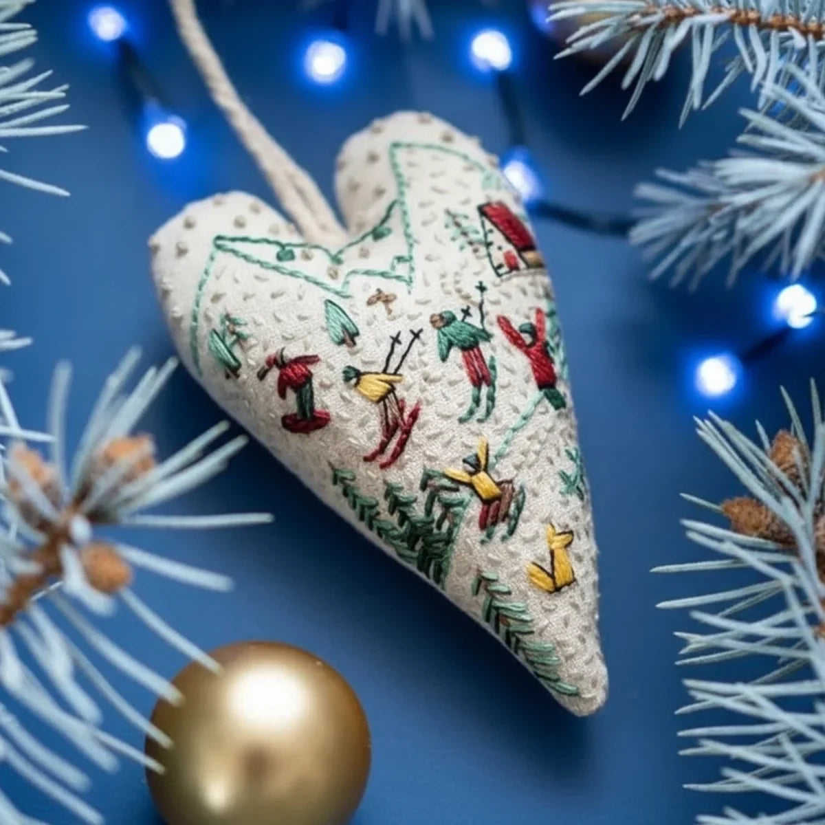 Christmas Embroidery Kit for Beginners with Heart-Shaped Ornament Fabric - Image 11