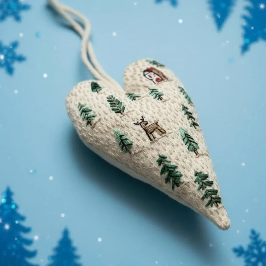Christmas Embroidery Kit for Beginners with Heart-Shaped Ornament Fabric - Image 12