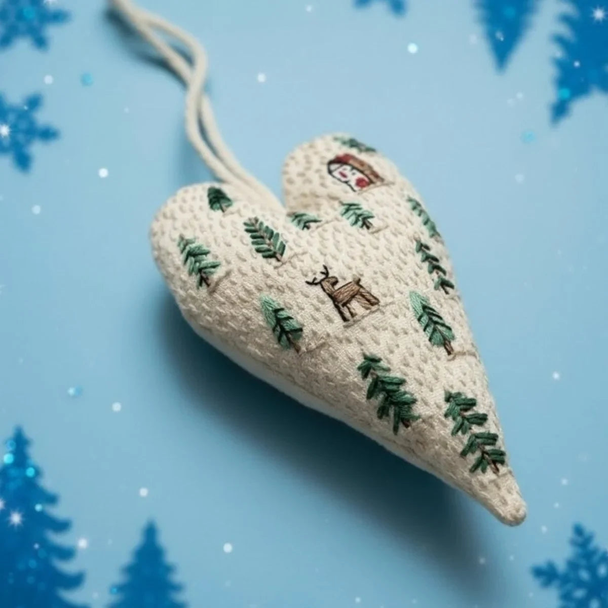 Christmas Embroidery Kit for Beginners with Heart-Shaped Ornament Fabric - Image 12