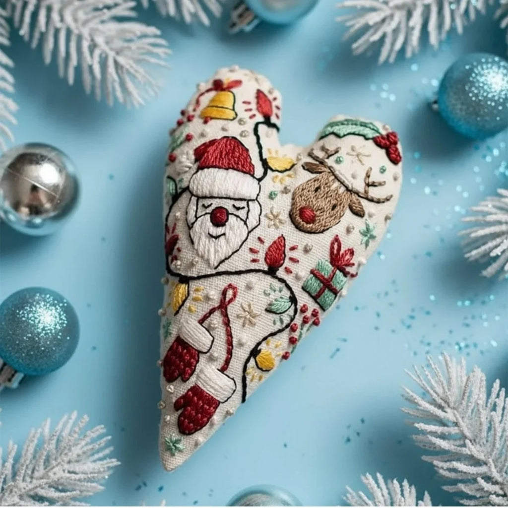 Christmas Embroidery Kit for Beginners with Heart-Shaped Ornament Fabric - Image 6