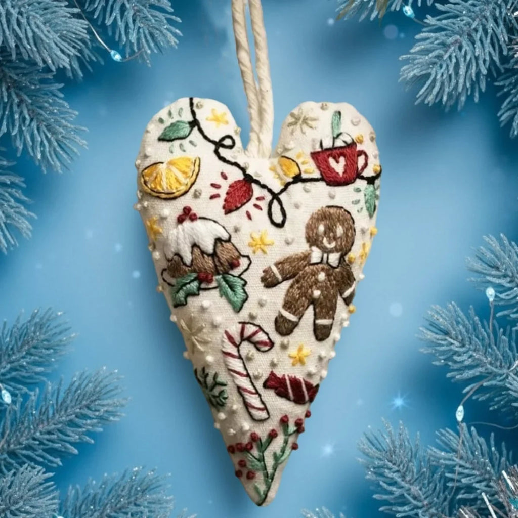 Christmas Embroidery Kit for Beginners with Heart-Shaped Ornament Fabric - Image 8